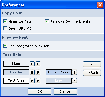 Preferences window