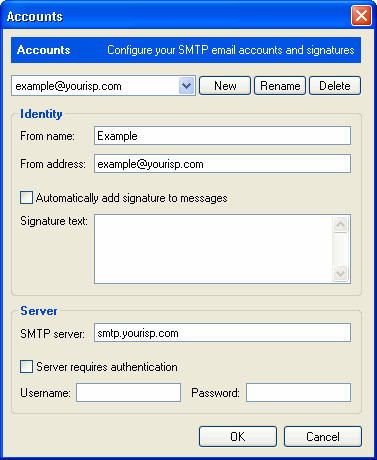 Accounts window